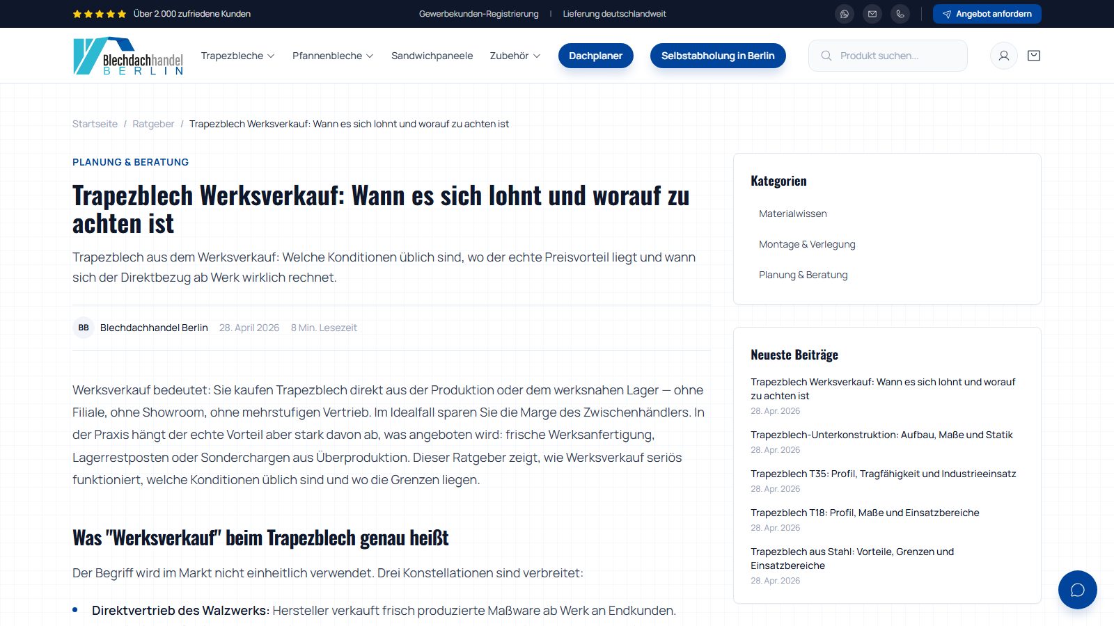 Berlin Blechdachhandel — Projekteinblick 11